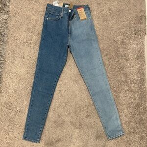 Levi's Women's Two-Tone Skinny Jeans - Dark Blue and Light Blue